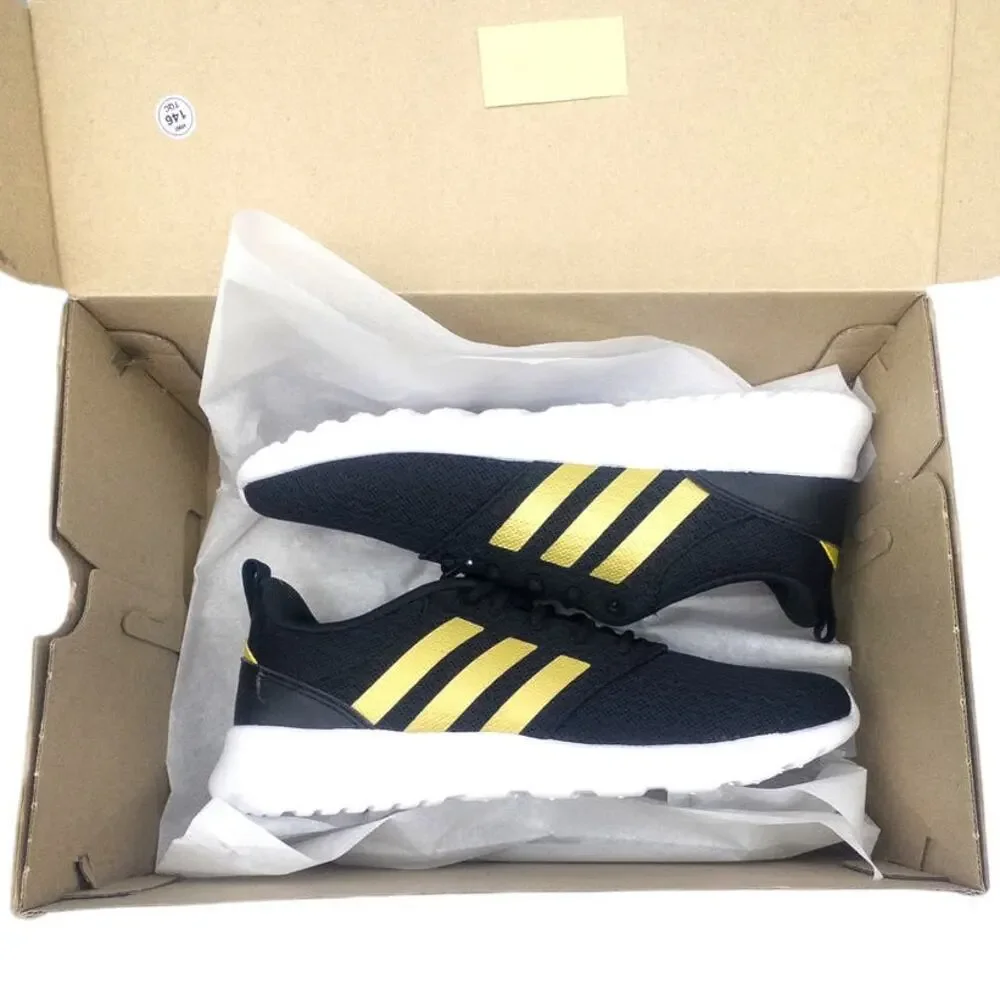 Adidas QT Racer 2.0 Women's Running Shoes Sneakers Black Metallic Gold - Picture 6 of 8